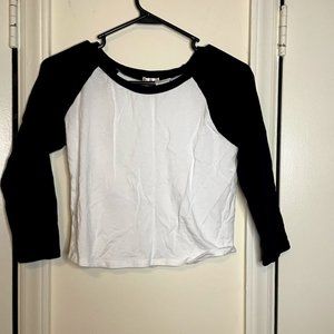 3/4-Sleeve Raglan Crop Top L Black